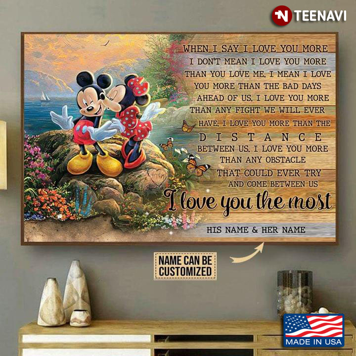Vintage Customized Name Disney Minnie Mouse Kissing Mickey Mouse When I Say I Love You More