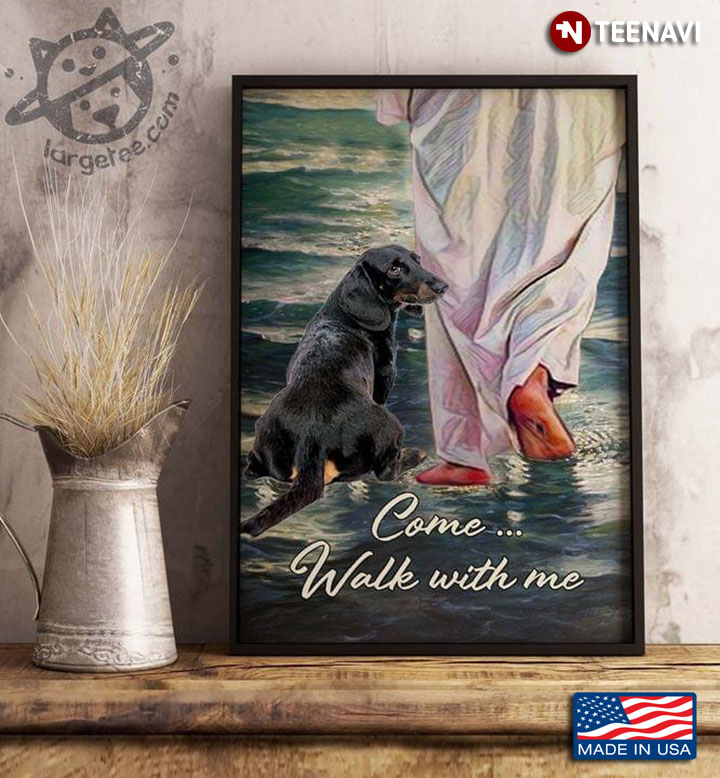 Vintage Jesus Christ And Dachshund Walk On The Water Come... Walk With Me