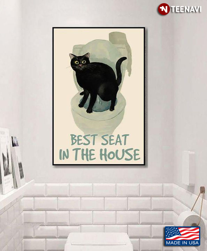 Vintage Black Cat & Toilet Best Seat In The House