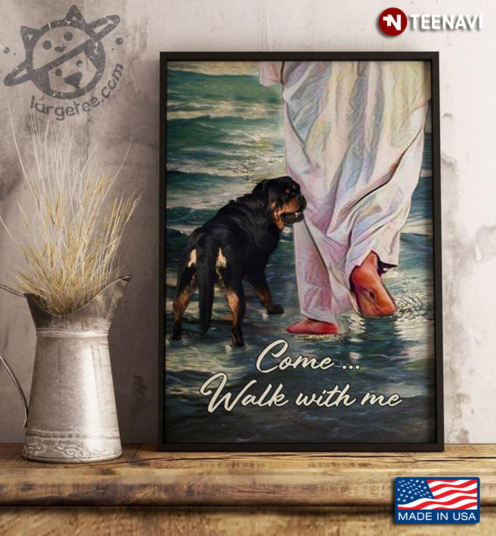 Vintage Jesus Christ And Rottweiler Walk On The Water Come... Walk With Me