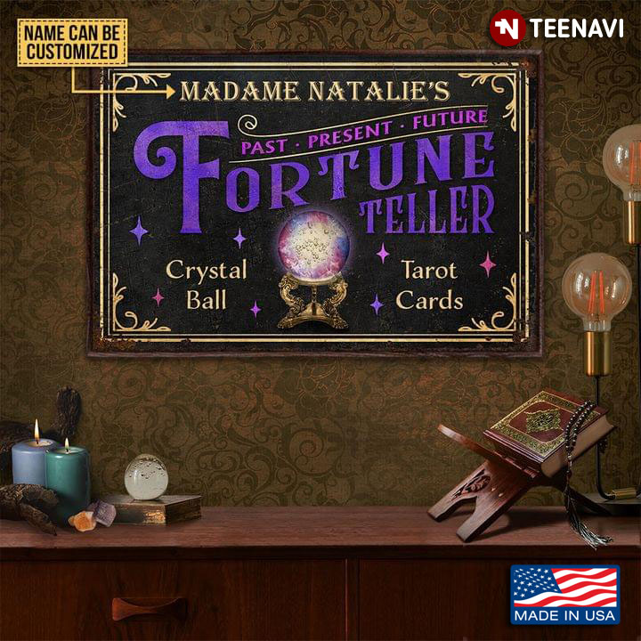 Black & Purple Theme Customized Name Fortune Teller Past Present Future Crystal Ball Tarot Cards
