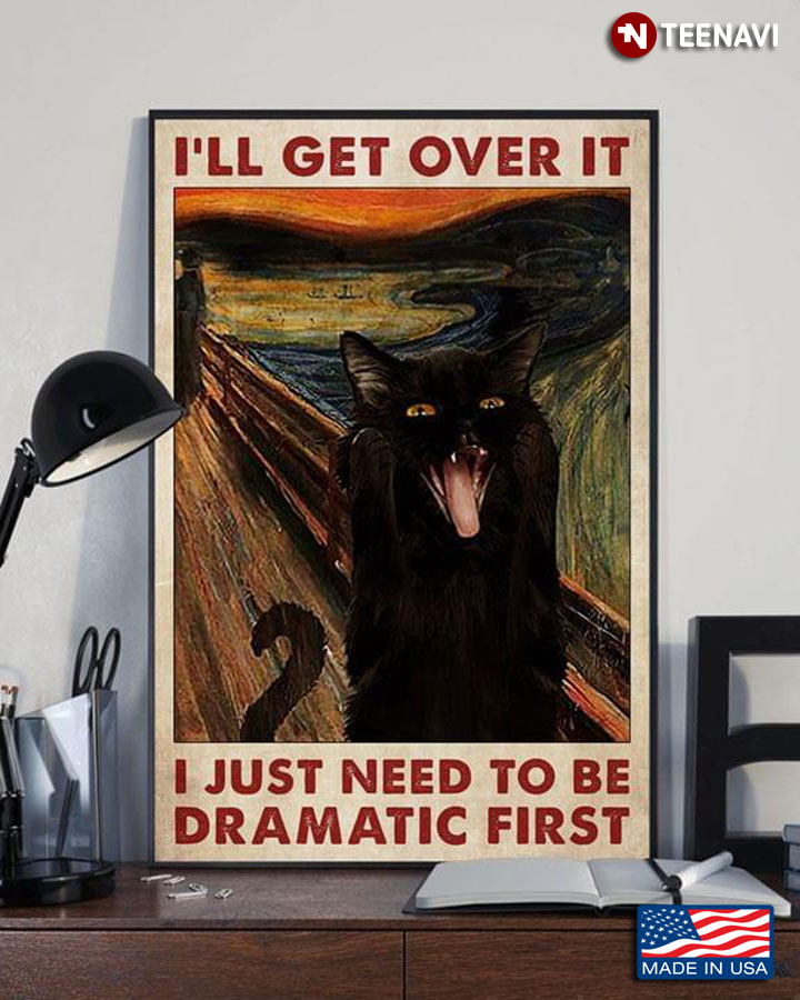 The Scream By Edvard Munch Parody With Screaming Black Cat I’ll Get Over It I Just Need To Be Dramatic First