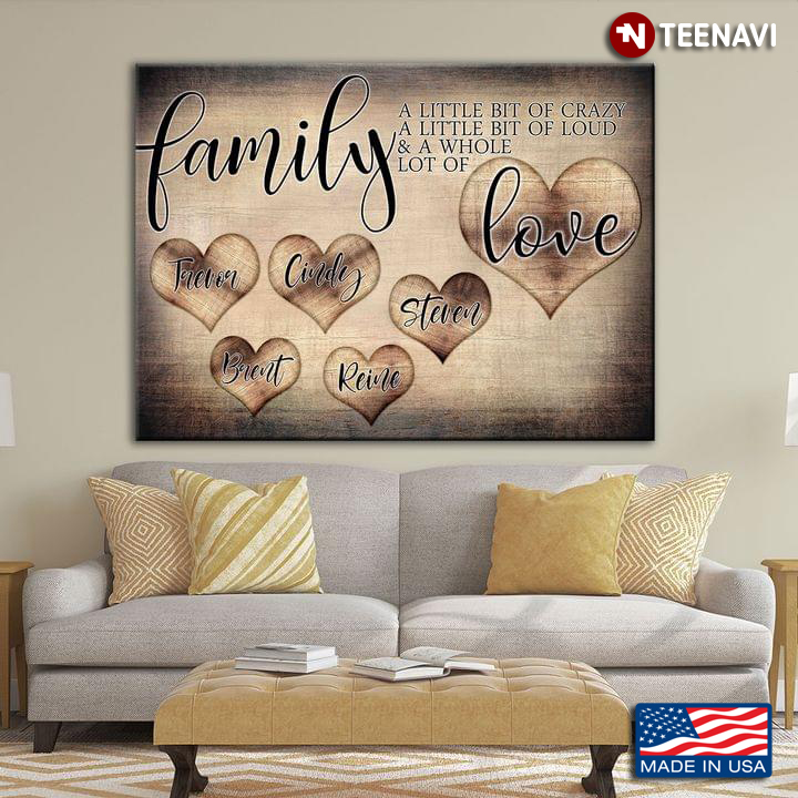 Vintage Customized Name Crystal Hearts Family A Little Bit Of Crazy A Little Bit Of Loud & A Whole Lot Of Love