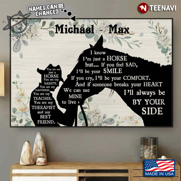 Vintage Customized Name Floral Cowboy & Horse Silhouette You Are Not Just A Horse