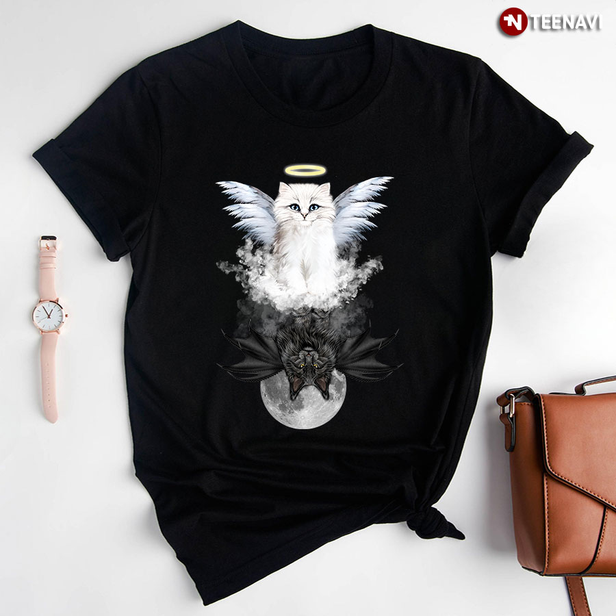 Angel Cat Mirror Reflection Demon Cat T-Shirt