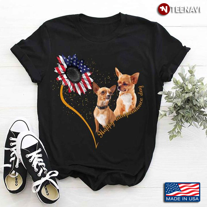 Happy Independence Day Sunflower American Flag Chihuahua
