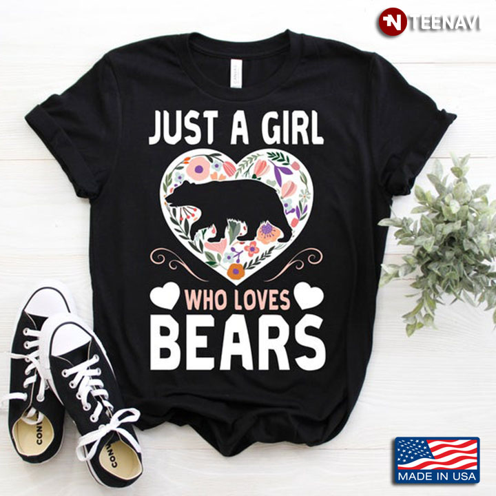 Just A Girl Who Loves Bears Floral Design for Animal Lovers