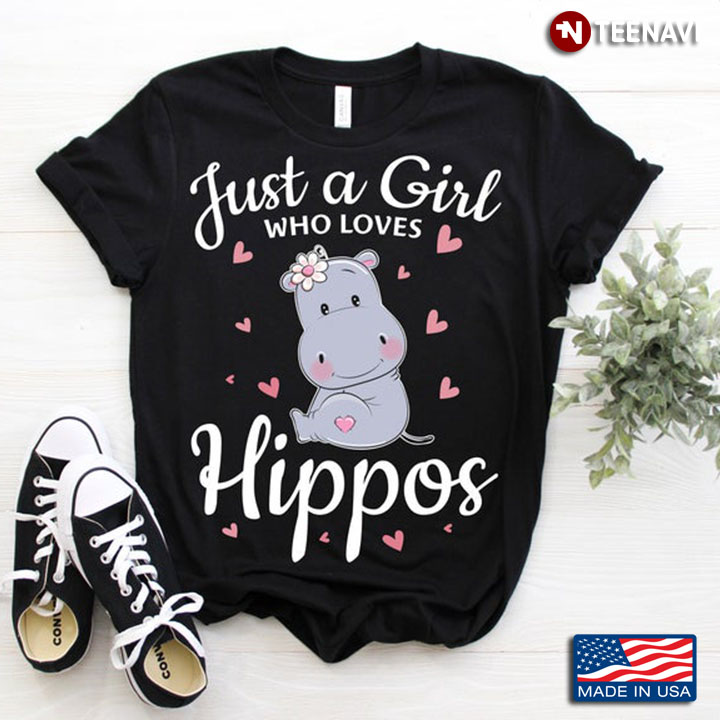 Just A Girl Who Love Hippos Tiny Pink Hearts for Animal Lovers