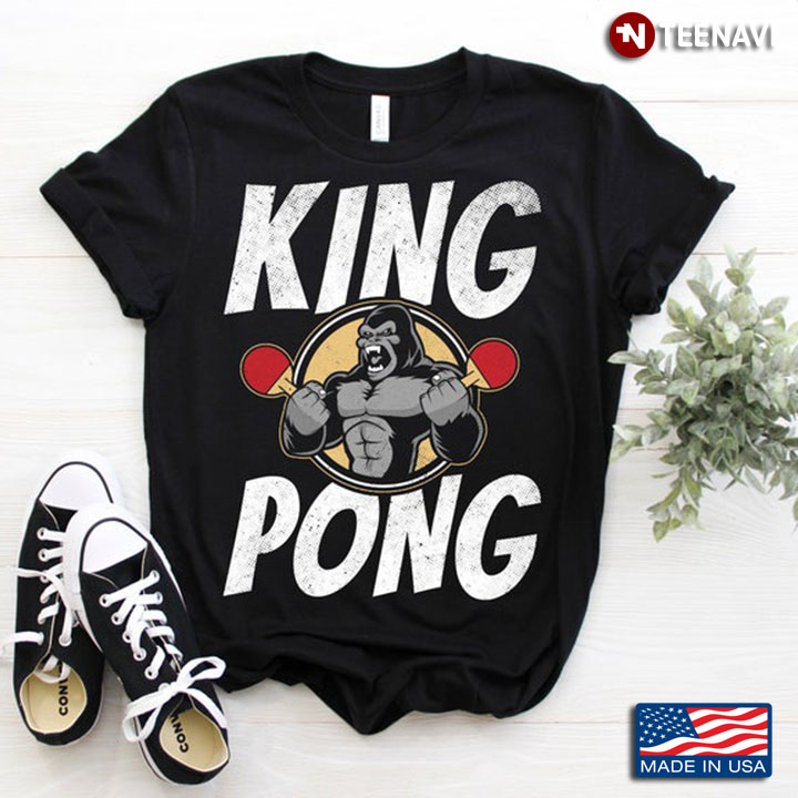 Gorilla King Pong Play Table Tennis Funny Design