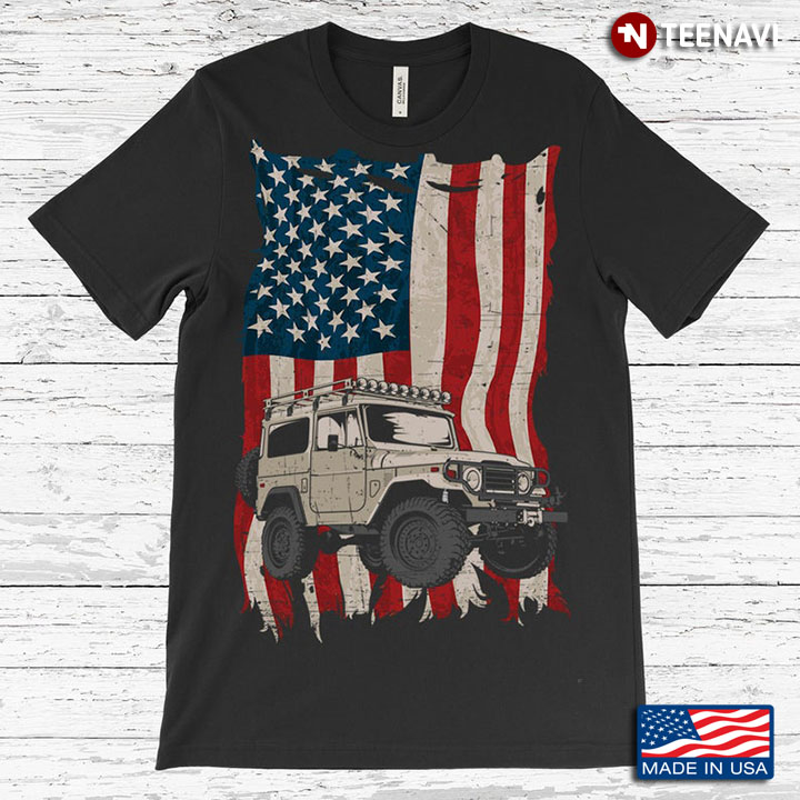American USA Flag and Jeep Cool Design for Travelling Lovers