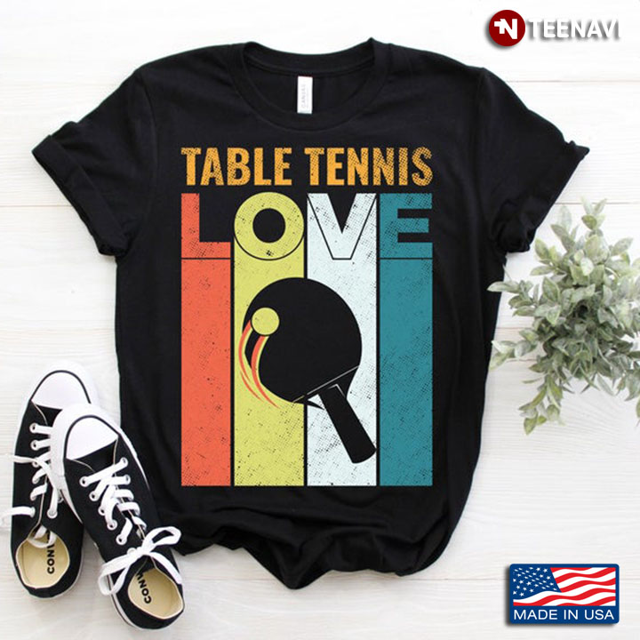 Table Tennis Love Retro Colorful Long Shadow Design