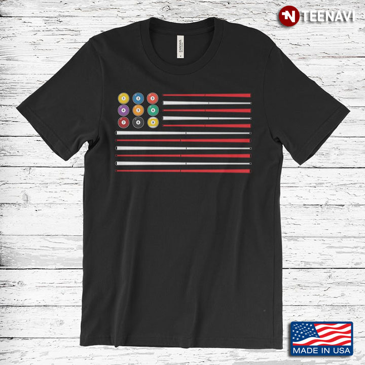 American Flag by Cue Sticks and Balls for Billiard Lovers