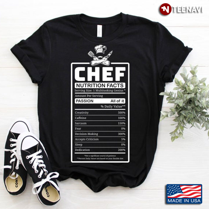 Chef Nutrition Facts Table Funny Design for Awesome Chiefs