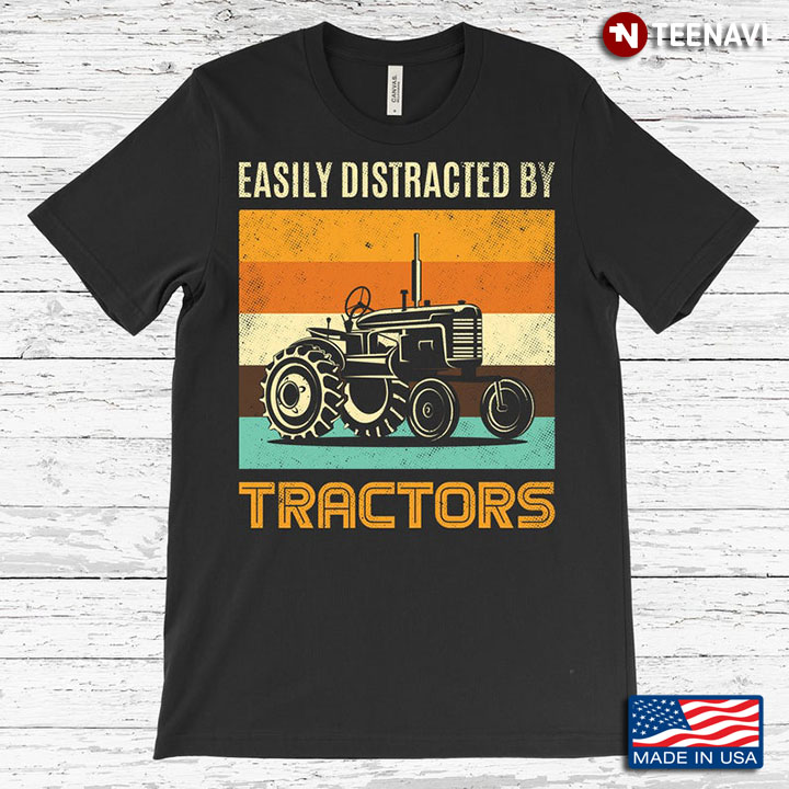 Easily Distracted By Tractors Vintage Square for Tractor Drivers