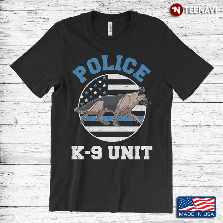 Police K-9 Unit Wolf Animal and American USA Flag