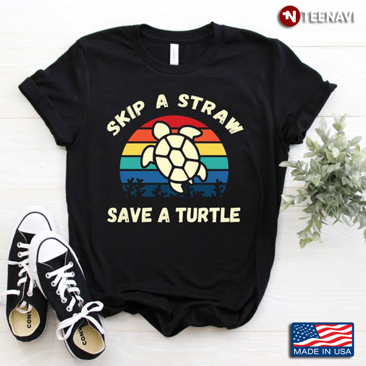 Vintage Skip A Straw Save A Turtle for Sea Animal Lovers