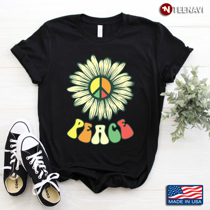 Peace Sign Sunflower Colorful Design for Hippiers