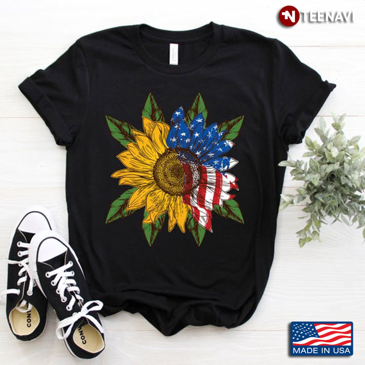 Vintage Patriotic Sunflower American USA Flag