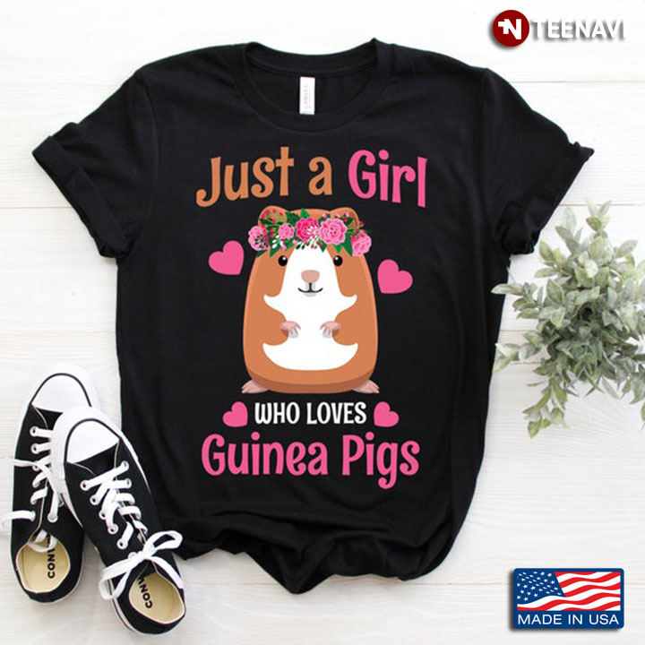 Just A Girl Who Loves Guinea Pigs Pretty In Floral Wreath for Animal Lovers