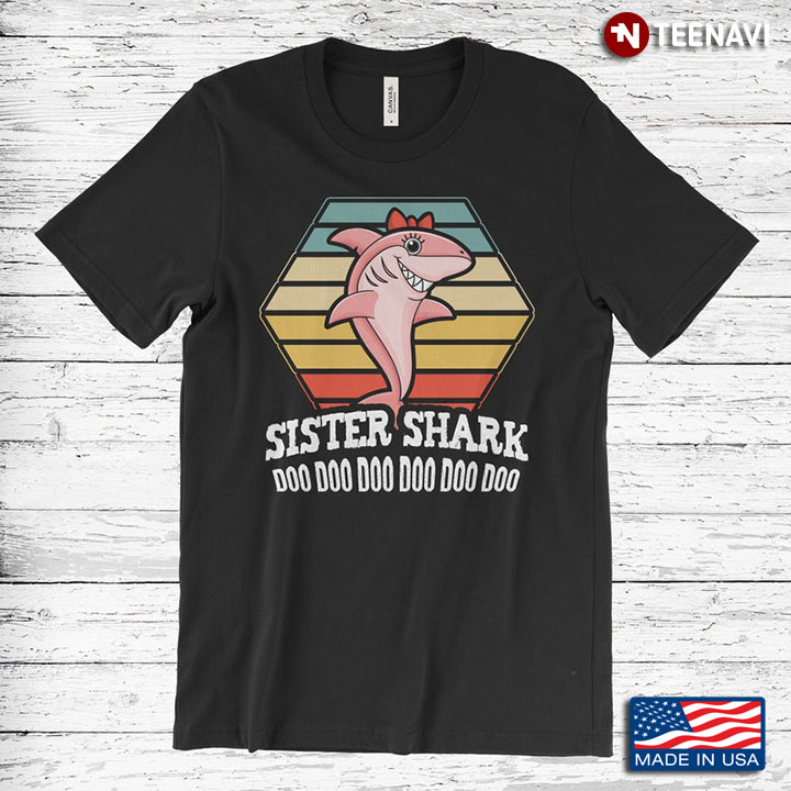 Sister Shark Doo Doo Colorful Hexagon Girly Shark For Girls