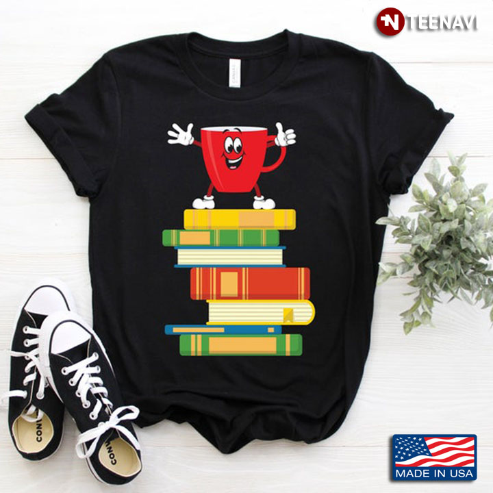 Funny Coffee Cup and Pile of Books Bookworm for Book Lovers
