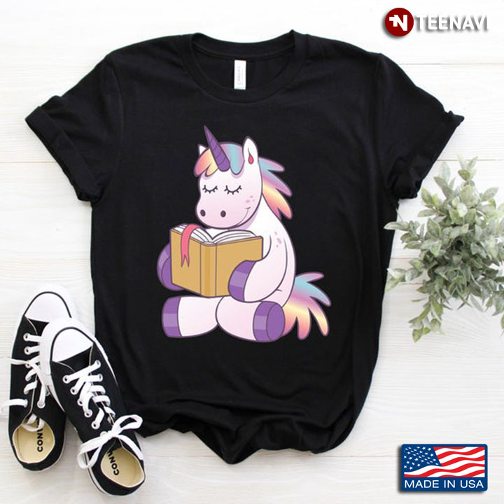 Rainbow Unicorn Is Reading Book Bookworm for Book Lovers