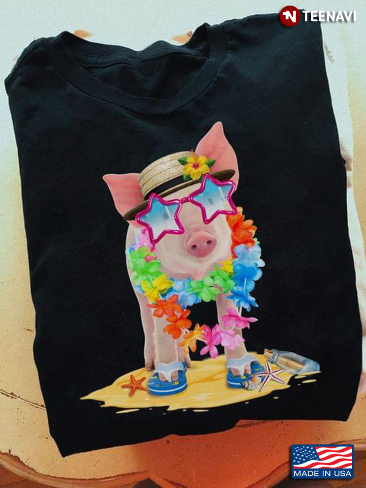 Hawaii Costume Pig on The Beach Funny for Animal Lover