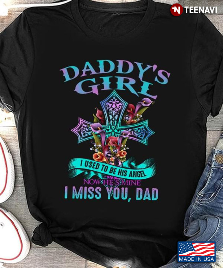 Dadd's Girl I Used To Be His Angel Now He's Mine Purple Blue Gradient Remembrance for Girl