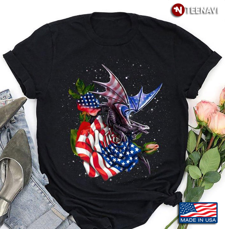 Patriotic Dragon and American USA Flag Roses on Galaxy