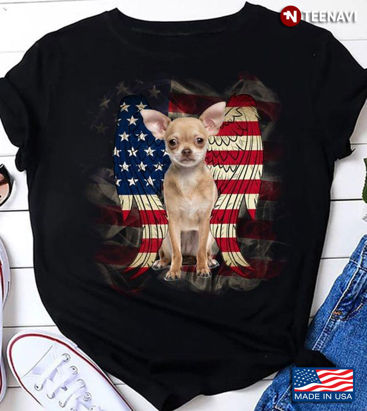 Chihuahua Angel Wings American USA Flag for Dog Lover