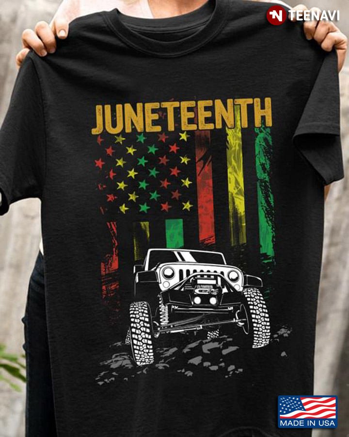 Juneteenth June 19 Celebrate Freedom American Flag and Jeep
