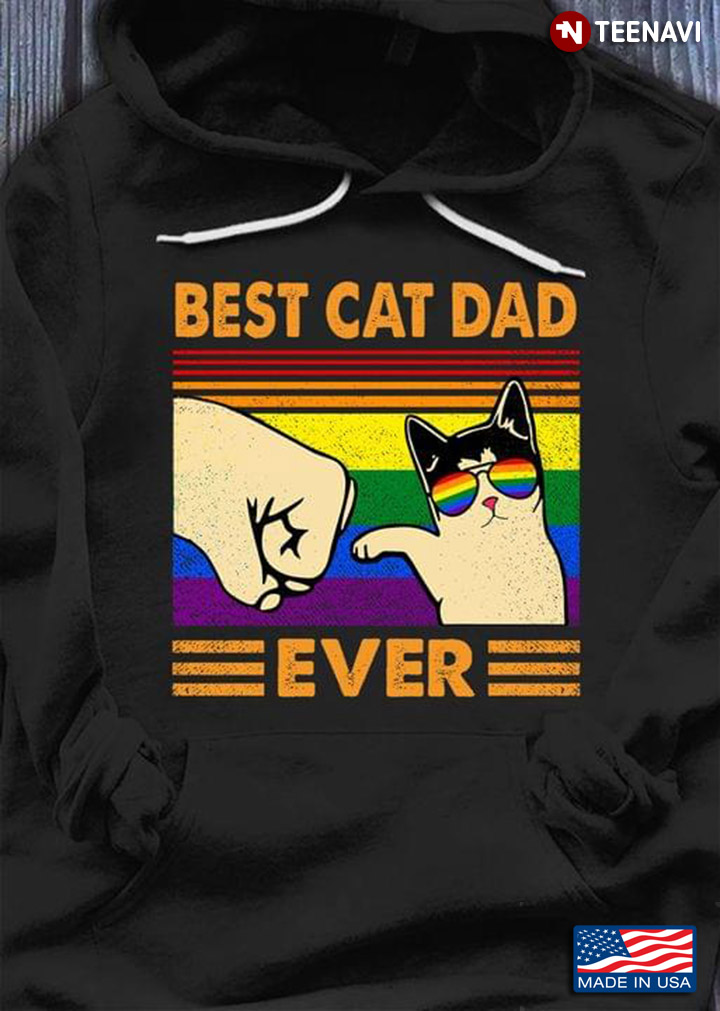 LGBT Best Cat Dad Ever Vintage Style Cool Cat for Dad