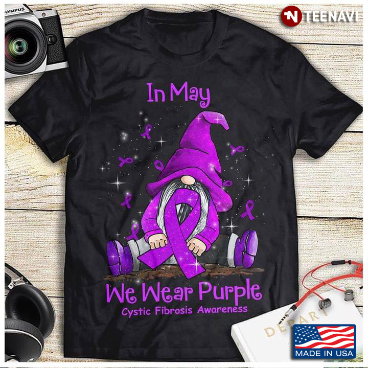 Gnome I May We Wear Purple Cystic Fibrosis Awareness Purple Ribbon