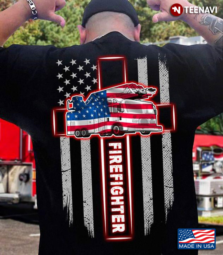 Jesus Cross Firefighter American USA Flag for Patriotic Firefighter