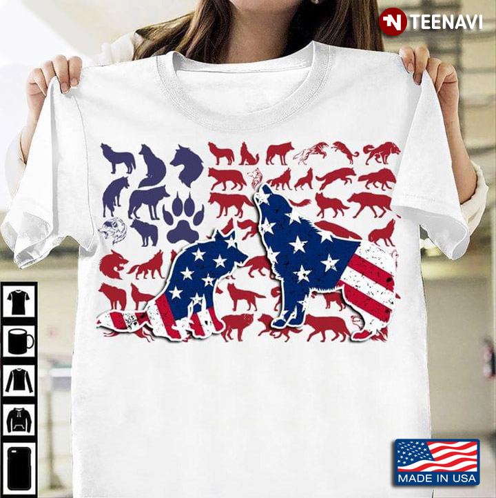 Collection of Wolfs American USA Flag for Patriotic Animal Lover