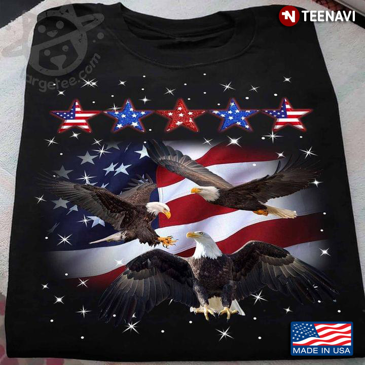 Happy Independence Day American USA Flag Eagles and Stars