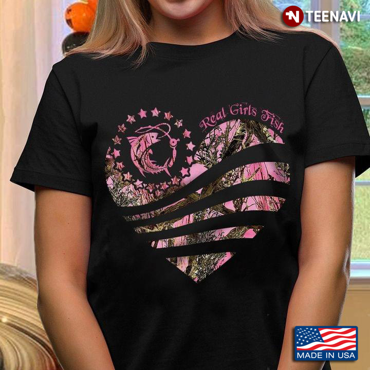 Real Girls Fish Pink Heart Shaped Design for Fishing Lover