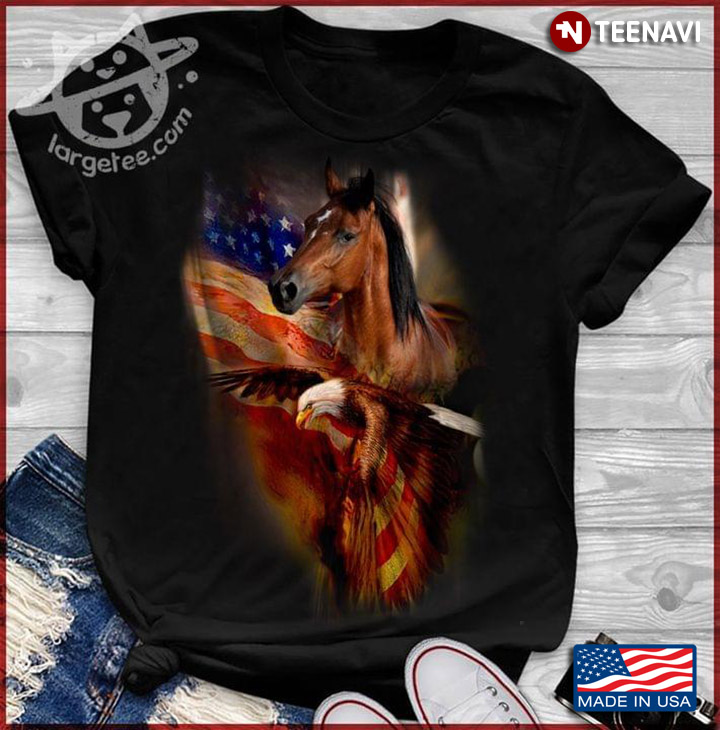 Patriotic Horse Eagle USA American Flag for Animal Lover