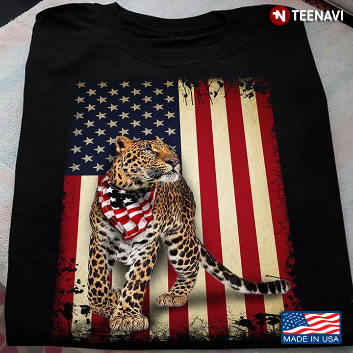 Vintage American Flag Leopard 4th of July for Patriotic Animal Lover