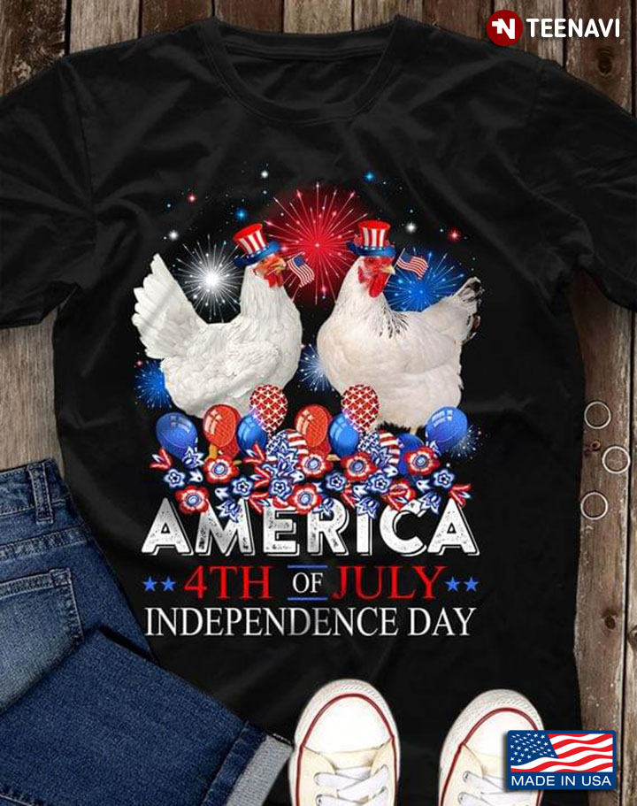 Chicken Celebrating America Independence Day 4th of July for Animal Lover