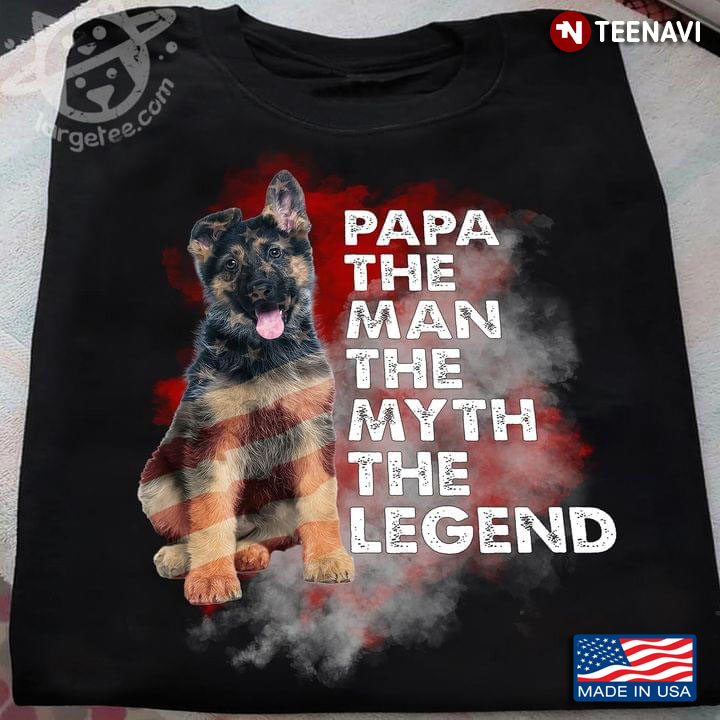 Papa The Man The Myth The Legend German Shepherd USA Flag for Dog Lover
