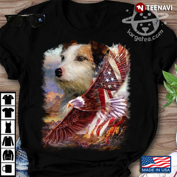 Adorable Fluffy Dog Eagle American Flag for Animal Lover