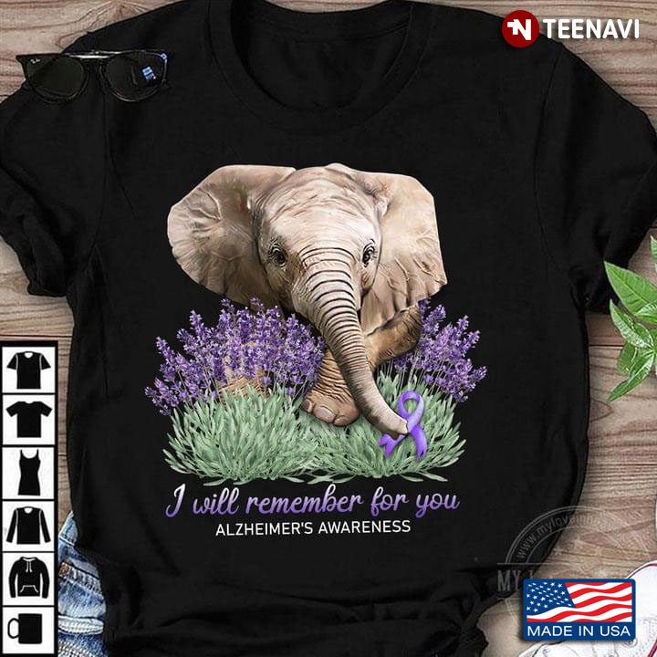 I Will Remember For You Alzheimer's Awareness Baby Elephant and Lavender Flower