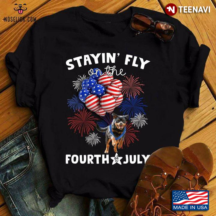 Stayin' Fly On The Fourth of July Rottweiler Balloon Firework American Flag