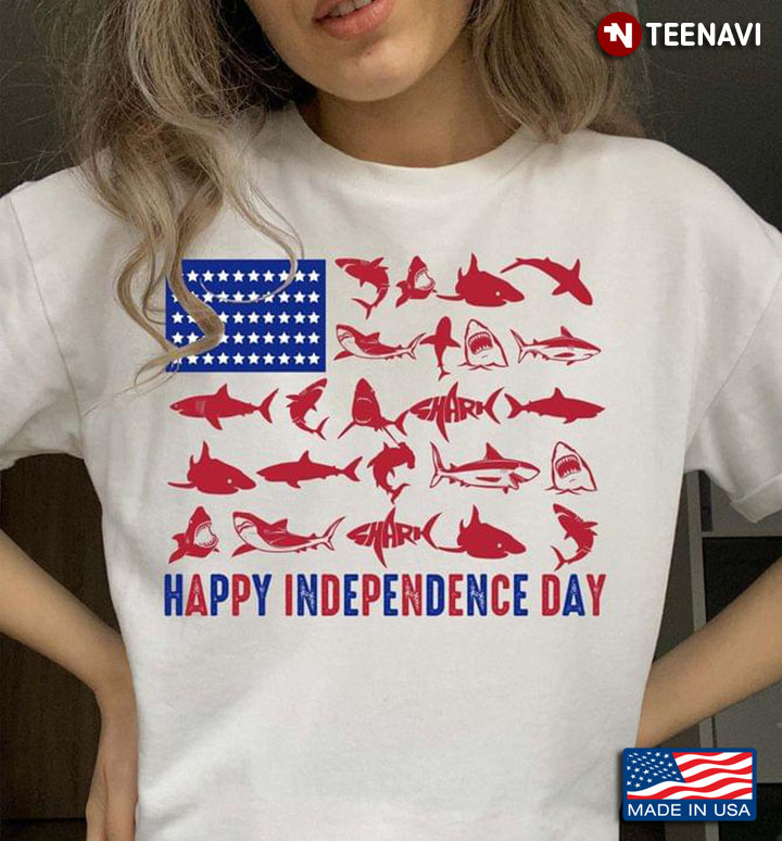 Happy Independence Day American Flag Shark Collection for Animal Lover