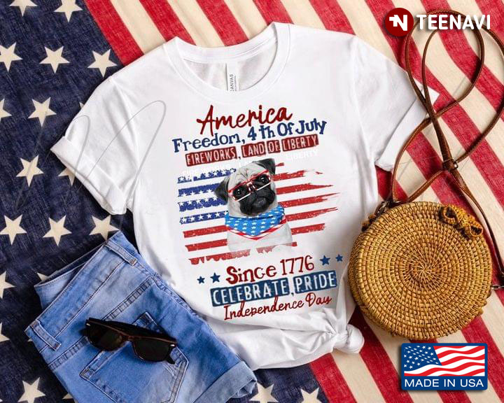America Freedom 4th of July Since 1776 Celebrate Prode Independence Day Patriotic Pug Dog