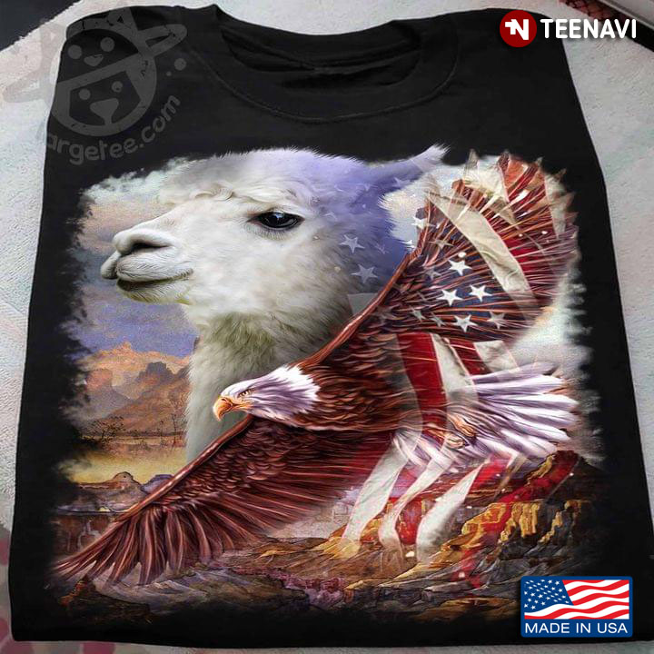Llama Eagle American USA Flag Patriotic 4th of July for Animal Lover