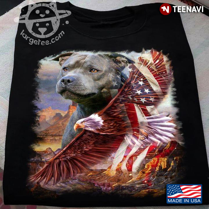 Pitpull Eagle American USA Flag Patriotic 4th of July for Animal Lover