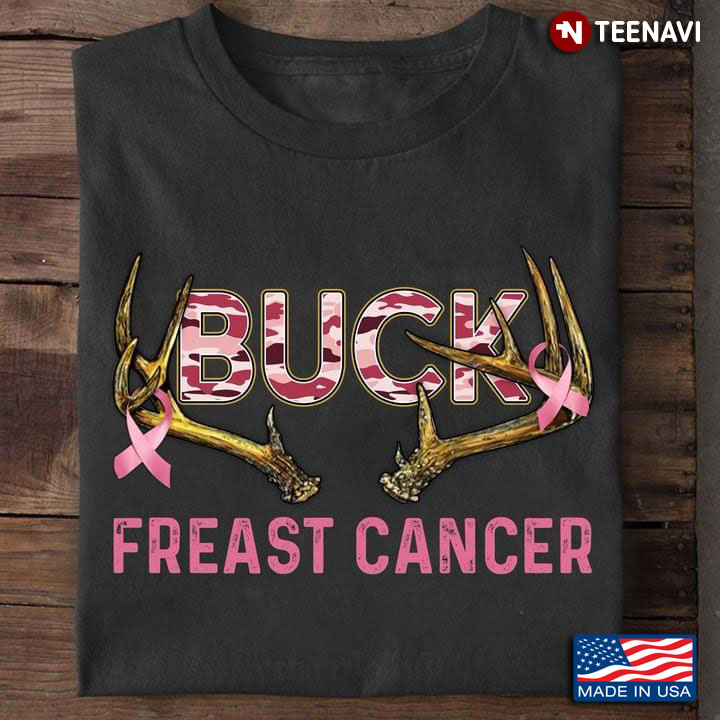 Buck Dear Antlers Freast Cancer Awareness Pink Ribbon for Disease Fighter
