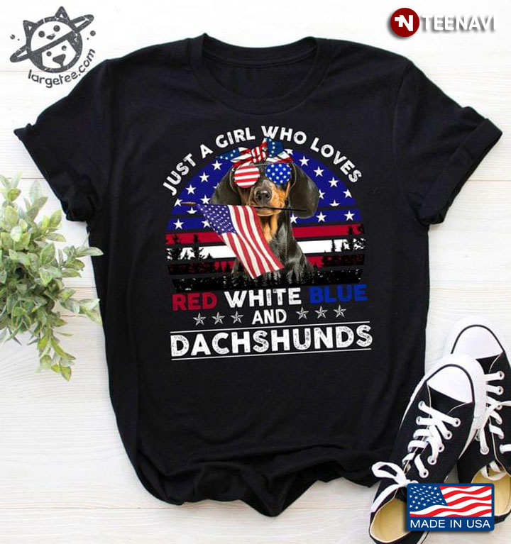 Just A Girl Who Loves Red White Blue and Dachshunds Patriotic for Dog Lover